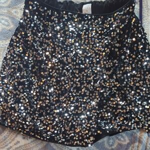 Tinseltown Glittering Black Sequin Skort